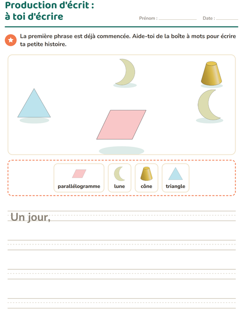 Aperçu de la fiche Production d'écrit avec Formes pour CE1 (cours élémentaire 1)