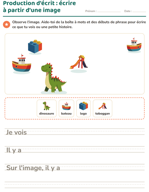 Aperçu de la fiche Production d'écrit avec Jouets pour CE1 (cours élémentaire 1)
