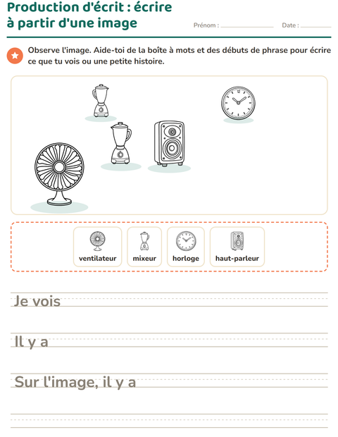 Aperçu de la fiche Production d'écrit avec Maison NB pour CE1 (cours élémentaire 1)