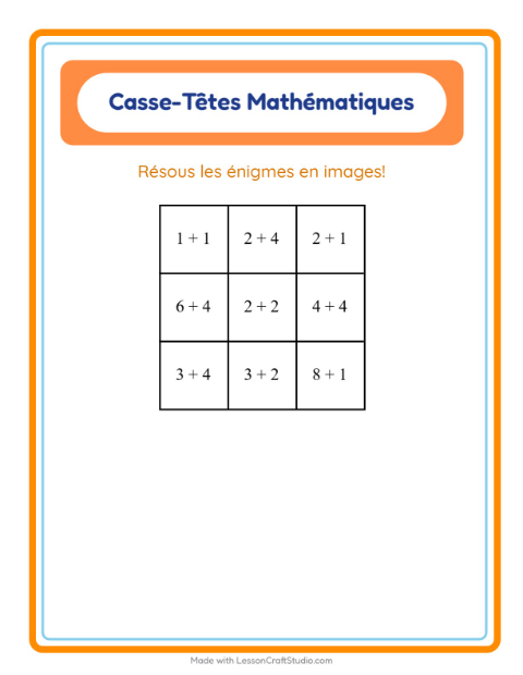 Aperçu de la fiche Puzzle Mathématique avec Oiseaux 2 pour CP (cours préparatoire)