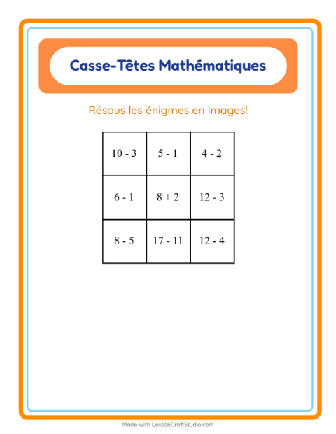 Aperçu de la fiche Puzzle Mathématique avec Action de grâce pour CP (cours préparatoire)
