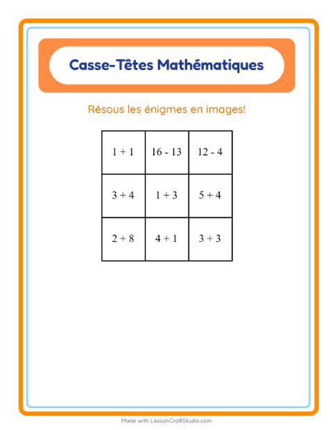 Aperçu de la fiche Puzzle Mathématique avec Animaux du zoo pour CP (cours préparatoire)