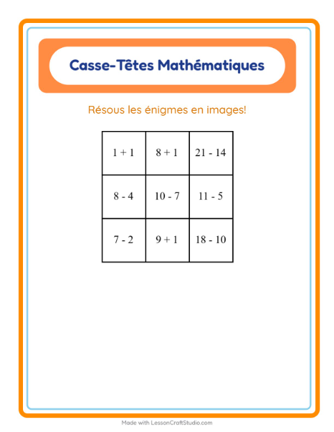 Aperçu de la fiche Puzzle Mathématique avec Autour de la maison pour CP (cours préparatoire)