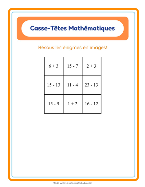 Aperçu de la fiche Puzzle Mathématique avec Hiver pour CP (cours préparatoire)