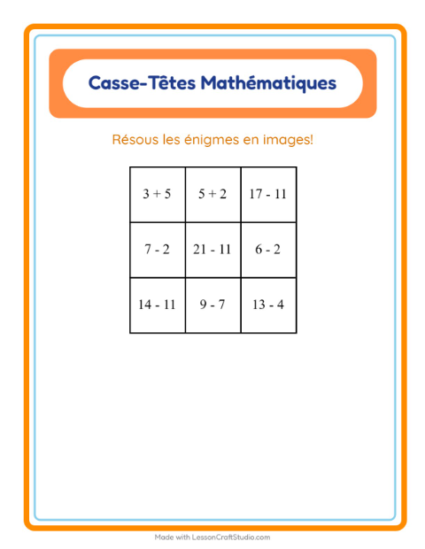 Aperçu de la fiche Puzzle Mathématique avec Jouets pour CP (cours préparatoire)