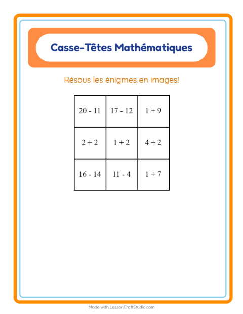 Aperçu de la fiche Puzzle Mathématique avec Oiseaux 2 pour CP (cours préparatoire)