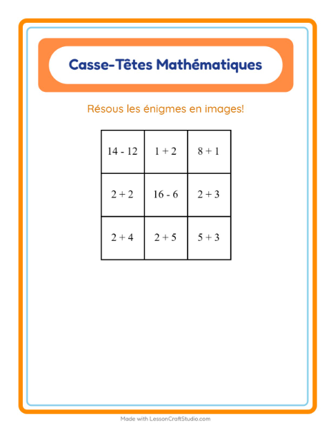 Aperçu de la fiche Puzzle Mathématique avec Petit-déjeuner pour CP (cours préparatoire)