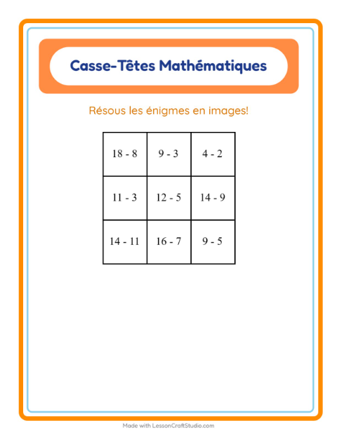 Aperçu de la fiche Puzzle Mathématique avec 4 juillet pour CP (cours préparatoire)