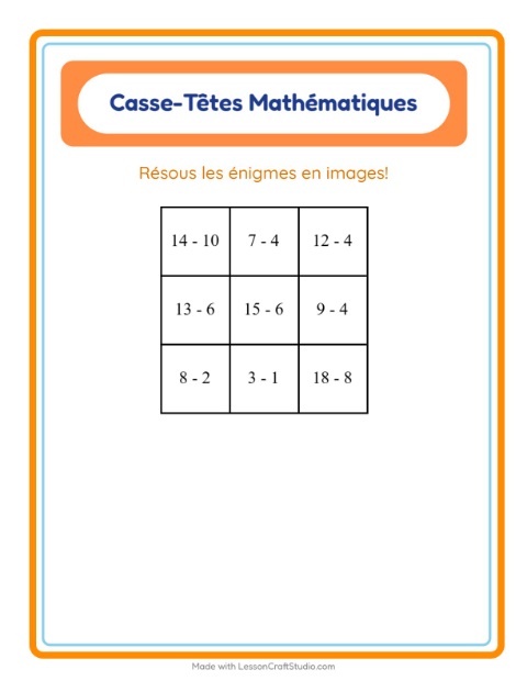 Aperçu de la fiche Puzzle Mathématique avec Accessoires pour CP (cours préparatoire)
