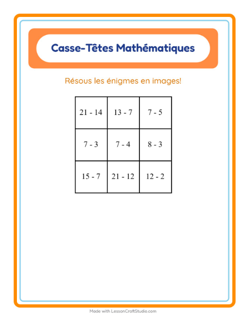 Aperçu de la fiche Puzzle Mathématique avec Action de grâce pour CP (cours préparatoire)