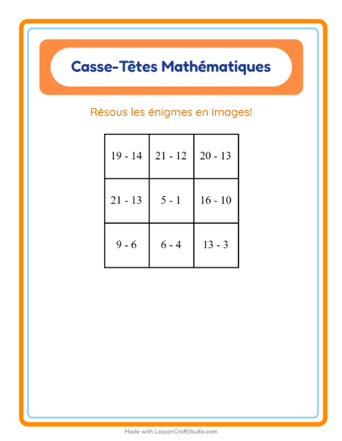 Aperçu de la fiche Puzzle Mathématique avec Animaux du zoo pour CP (cours préparatoire)