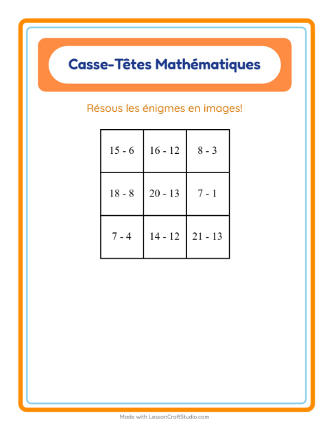 Aperçu de la fiche Puzzle Mathématique avec Boulangerie pour CP (cours préparatoire)