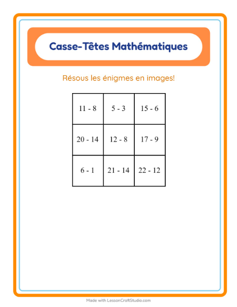 Aperçu de la fiche Puzzle Mathématique avec Été pour CP (cours préparatoire)