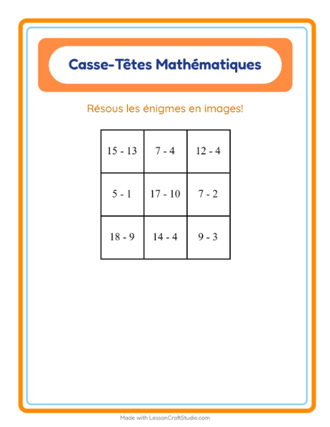 Aperçu de la fiche Puzzle Mathématique avec Noël pour CP (cours préparatoire)