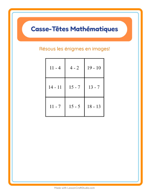 Aperçu de la fiche Puzzle Mathématique avec Oiseaux pour CP (cours préparatoire)
