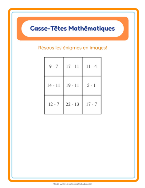 Aperçu de la fiche Puzzle Mathématique avec Vie océanique pour CP (cours préparatoire)