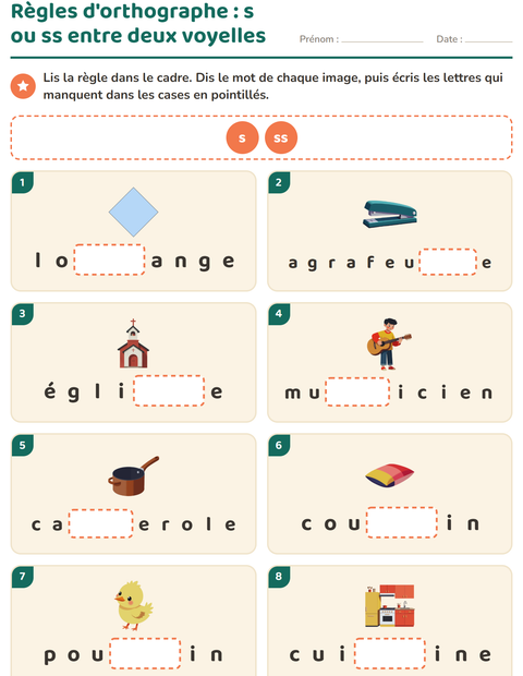 Aperçu de la fiche Règles d'orthographe pour CE1 (cours élémentaire 1)