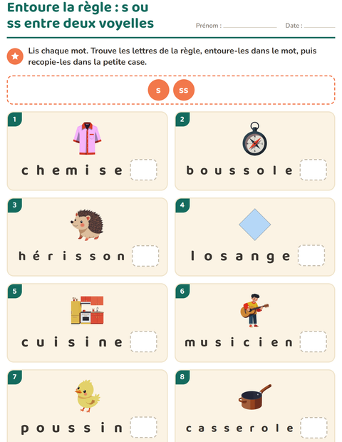 Aperçu de la fiche Règles d'orthographe pour CE1 (cours élémentaire 1)