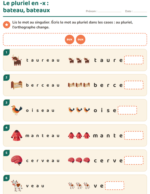 Aperçu de la fiche Règles d'orthographe pour CE1 (cours élémentaire 1)