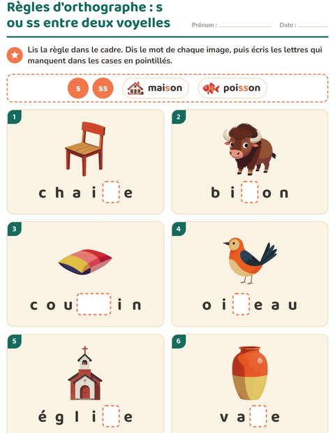 Aperçu de la fiche Règles d'orthographe pour CE1 (cours élémentaire 1)
