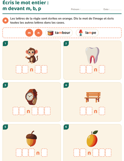 Aperçu de la fiche Règles d'orthographe pour CE1 (cours élémentaire 1)