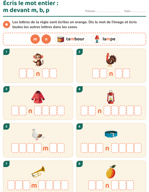 Aperçu de la fiche Règles d'orthographe pour CE1 (cours élémentaire 1)