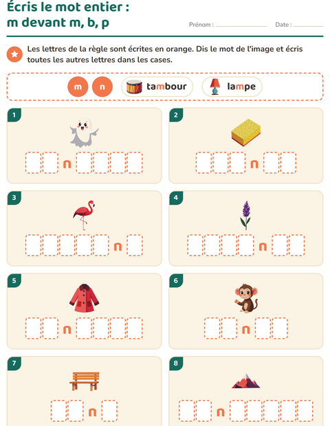 Aperçu de la fiche Règles d'orthographe pour CE1 (cours élémentaire 1)