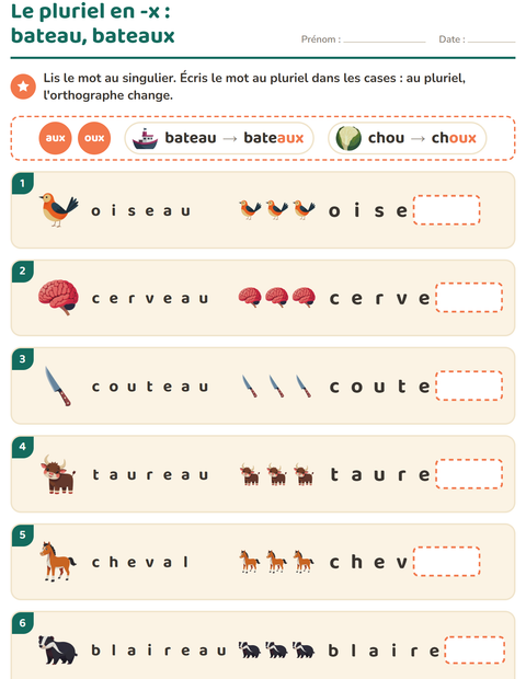 Aperçu de la fiche Règles d'orthographe pour CE1 (cours élémentaire 1)