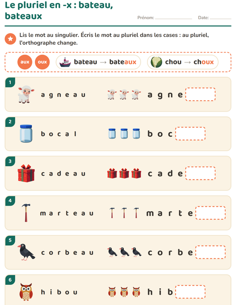 Aperçu de la fiche Règles d'orthographe pour CE1 (cours élémentaire 1)