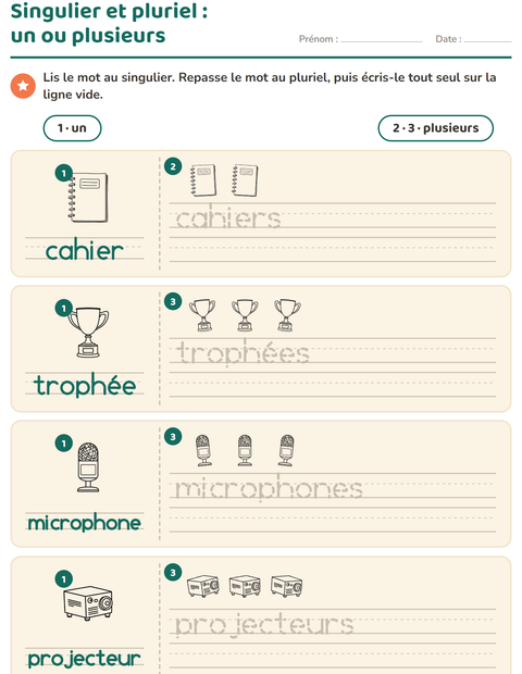 Aperçu de la fiche Singulier et pluriel avec Salle de classe (N&B) pour École maternelle (grande section, 5-7 ans)