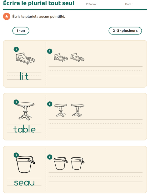 Aperçu de la fiche Singulier et pluriel avec Maison NB 2 pour École maternelle (grande section, 5-7 ans)