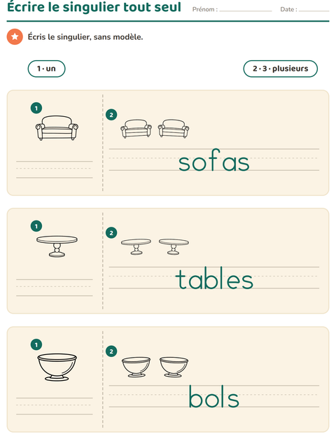 Aperçu de la fiche Singulier et pluriel avec Meubles NB pour École maternelle (grande section, 5-7 ans)