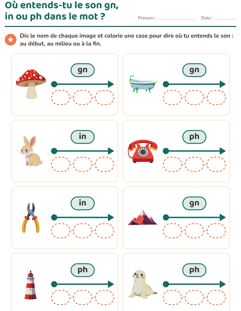 Aperçu de la fiche Les sons complexes pour CP (cours préparatoire)