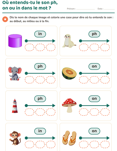Aperçu de la fiche Les sons complexes pour CP (cours préparatoire)