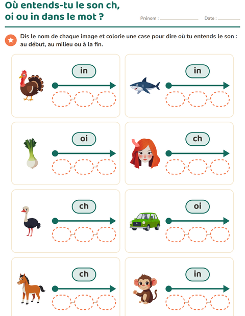 Aperçu de la fiche Les sons complexes pour CP (cours préparatoire)