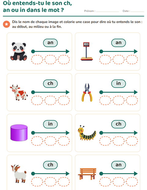 Aperçu de la fiche Les sons complexes pour CP (cours préparatoire)