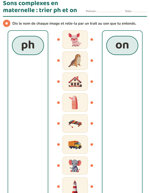 Aperçu de la fiche Les sons complexes pour École maternelle (grande section, 5-7 ans)