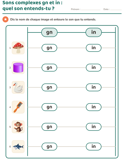 Aperçu de la fiche Les sons complexes pour CP (cours préparatoire)