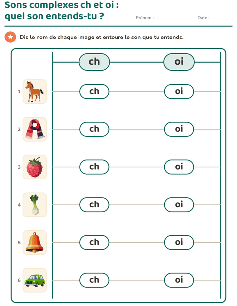 Aperçu de la fiche Les sons complexes pour CP (cours préparatoire)