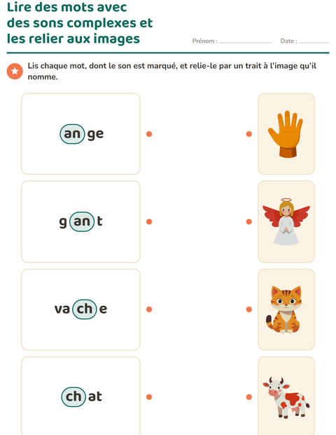 Aperçu de la fiche Les sons complexes pour CP (cours préparatoire)