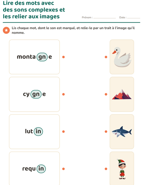 Aperçu de la fiche Les sons complexes pour CP (cours préparatoire)