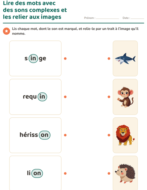 Aperçu de la fiche Les sons complexes pour CP (cours préparatoire)