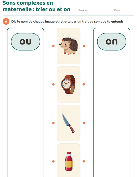 Aperçu de la fiche Les sons complexes pour École maternelle (grande section, 5-7 ans)
