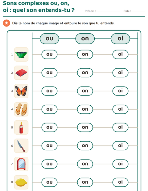 Sons complexes ou, on, oi : quel son entends-tu ?