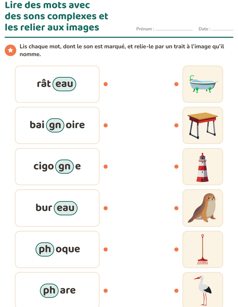 Aperçu de la fiche Les sons complexes pour CP (cours préparatoire)