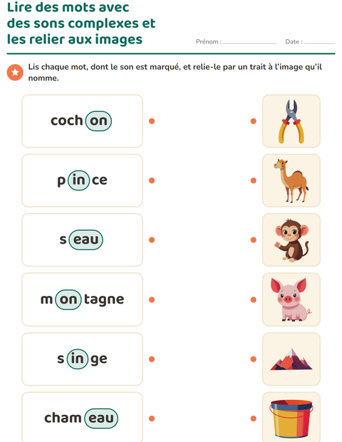 Aperçu de la fiche Les sons complexes pour CP (cours préparatoire)