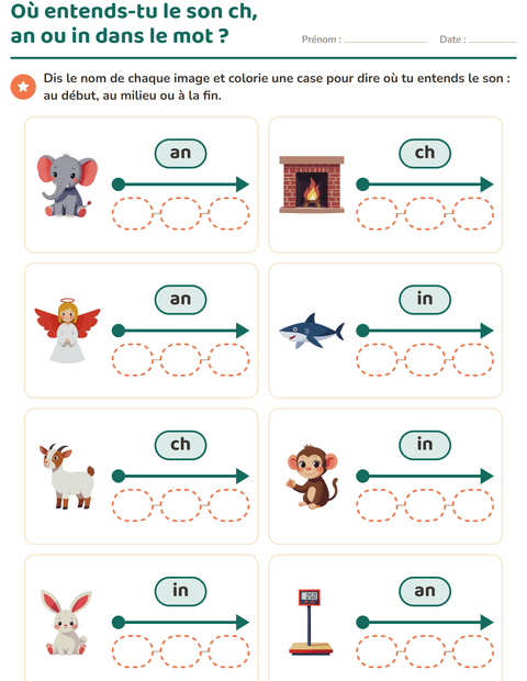 Aperçu de la fiche Les sons complexes pour CP (cours préparatoire)