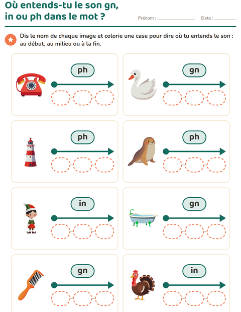 Aperçu de la fiche Les sons complexes pour CP (cours préparatoire)