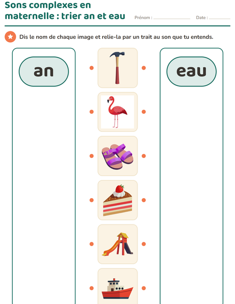 Aperçu de la fiche Les sons complexes pour École maternelle (grande section, 5-7 ans)