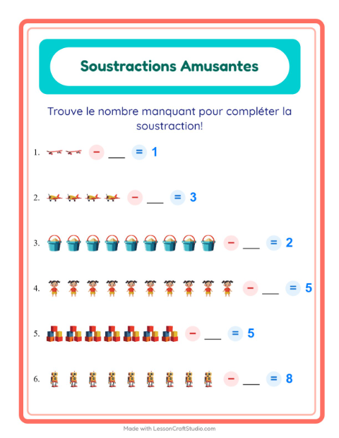 Soustractions – Jouets